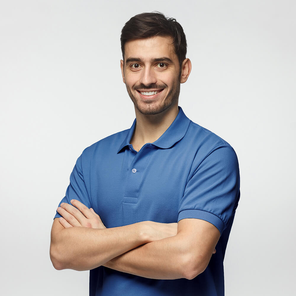 Poloshirt,Herren,2 Ton in Ton Knöpfe,leicht talliert,Kragen und Ärmelbündchen.