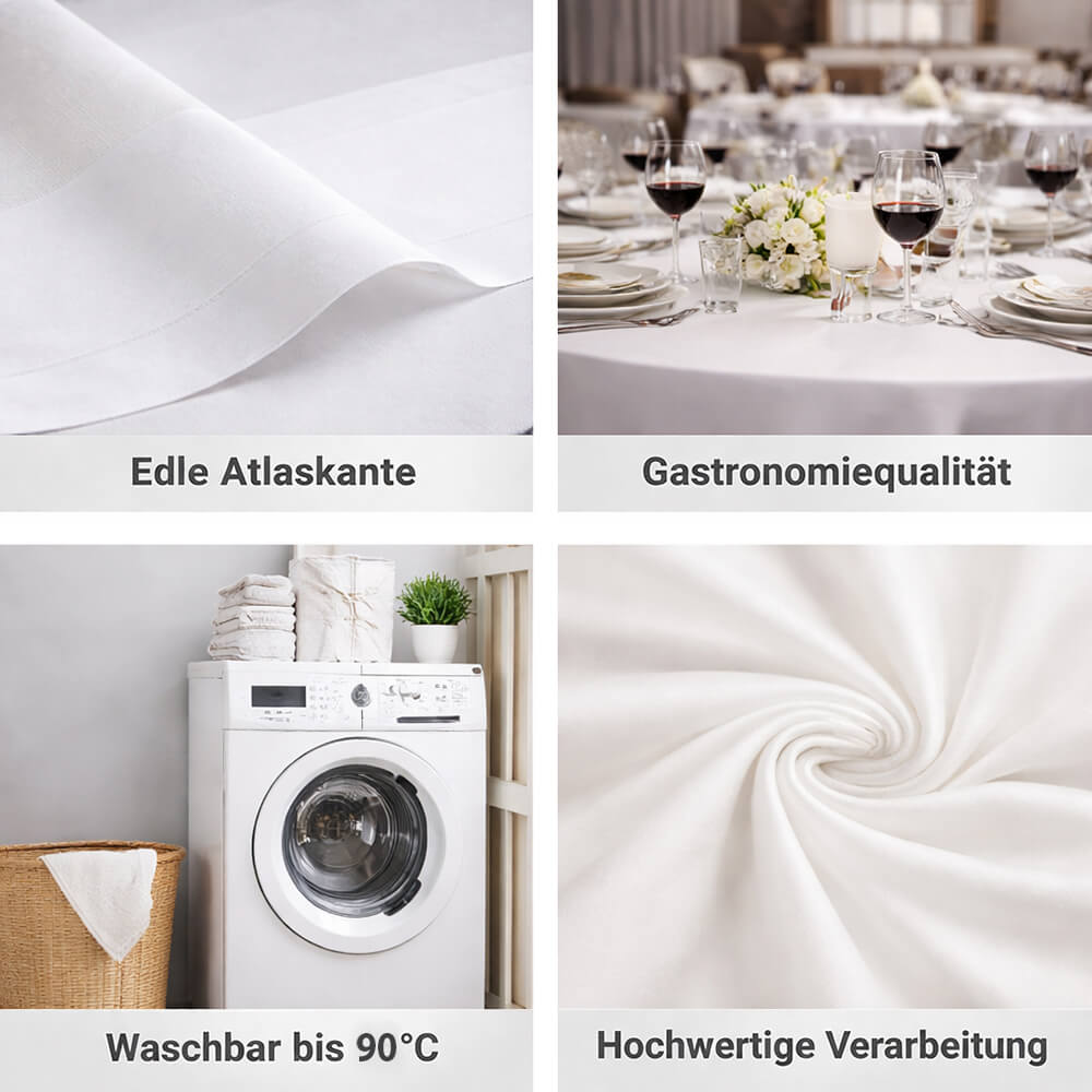 Vollzwirn Damast, 100% Baumwolle.Atlaskante umlaufend