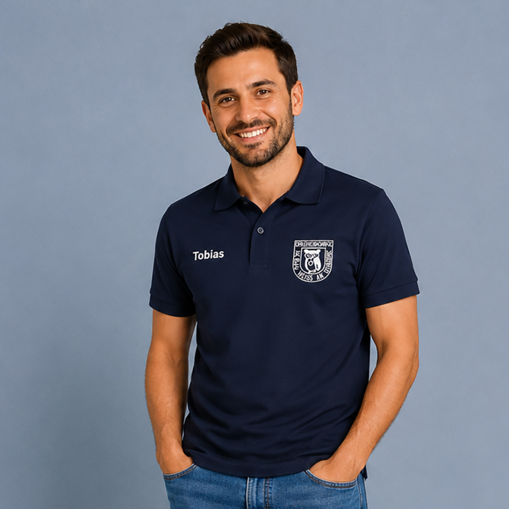 Herren Poloshirt mit Logostick und Namensstick
