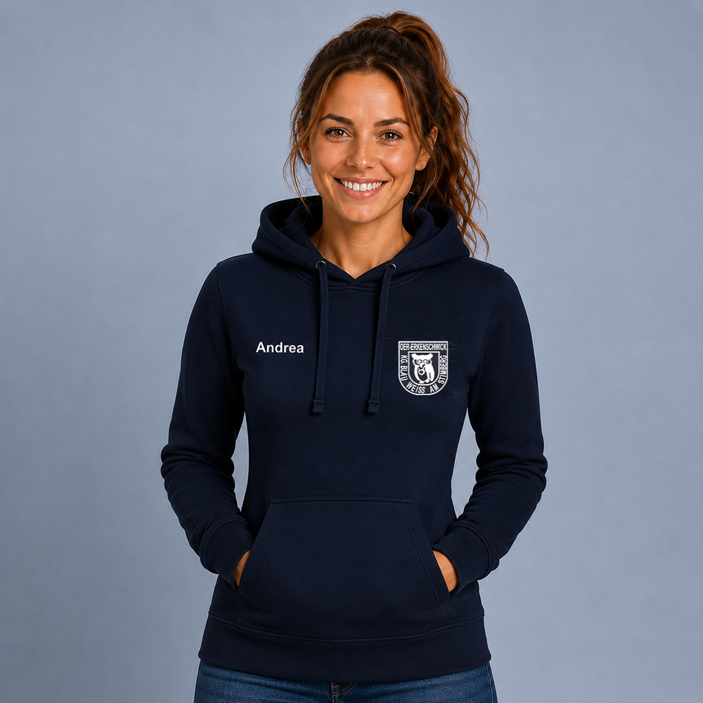 Damen Hoodie mit Name und Logostick auf der Brust