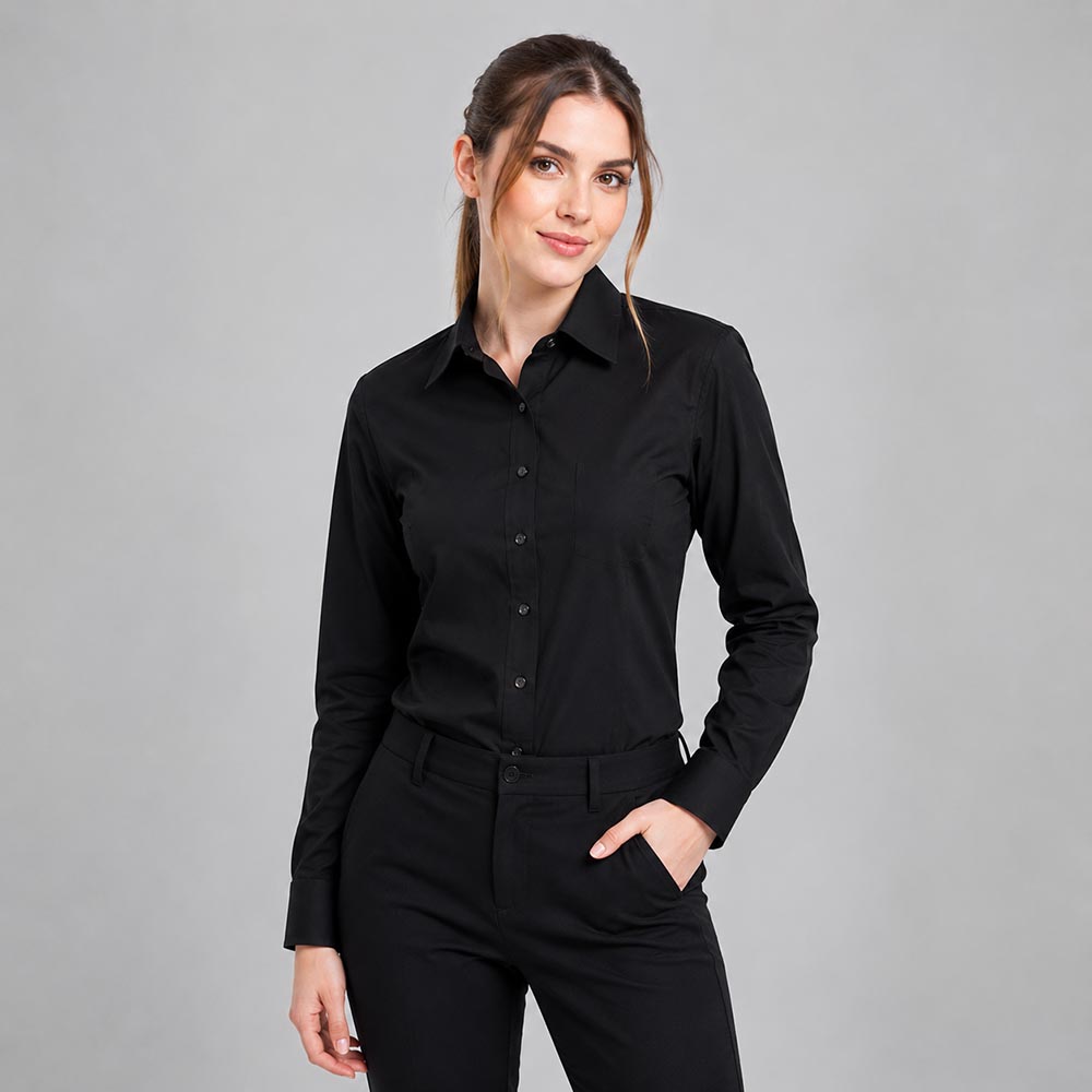 Damen Bluse langarm, schwarz, Größe 40