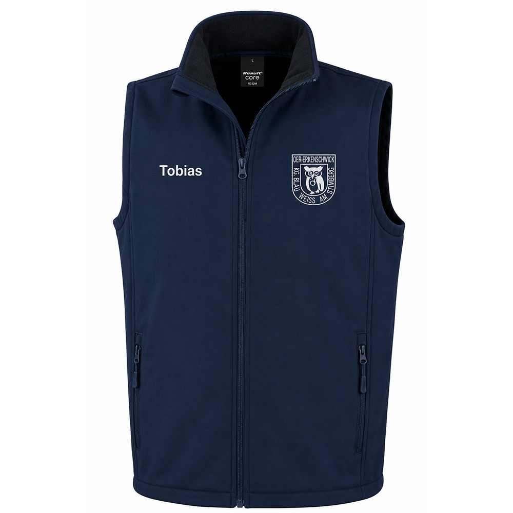 Herren Bodywarmer mit Fleeceinnerem navy mit Namens- und Logodruck