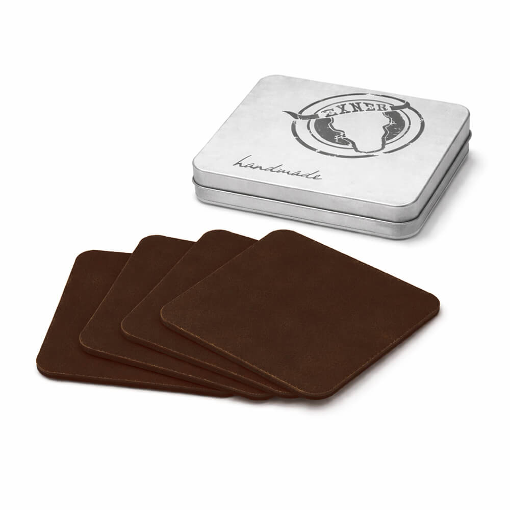 Rusticstyle Untersetzer 10 x 10 cm toffee 4 Stück | toffee | 100% Büffelleder
