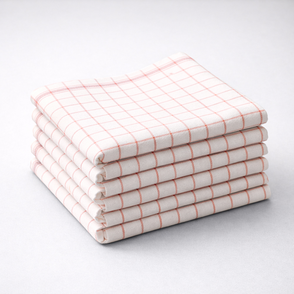 Küchentuch, 60 x 80 cm, weiß-rot, 5er Pack | weiß / rot | 50% Leinen 50% Baumwolle