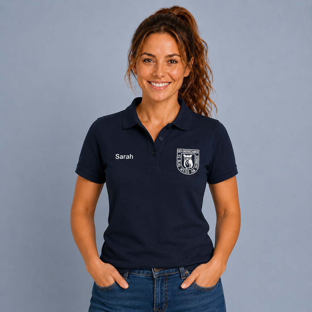 Damen Poloshirt mit Logo- und Namensstick