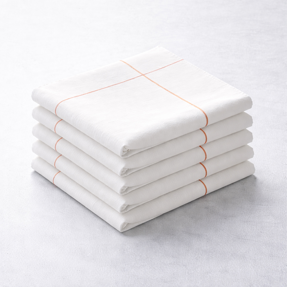 Küchentuch, 50 x 70cm, weiß-rot, 5er Pack | weiß / rot | 50% Baumwolle 50% Leinen