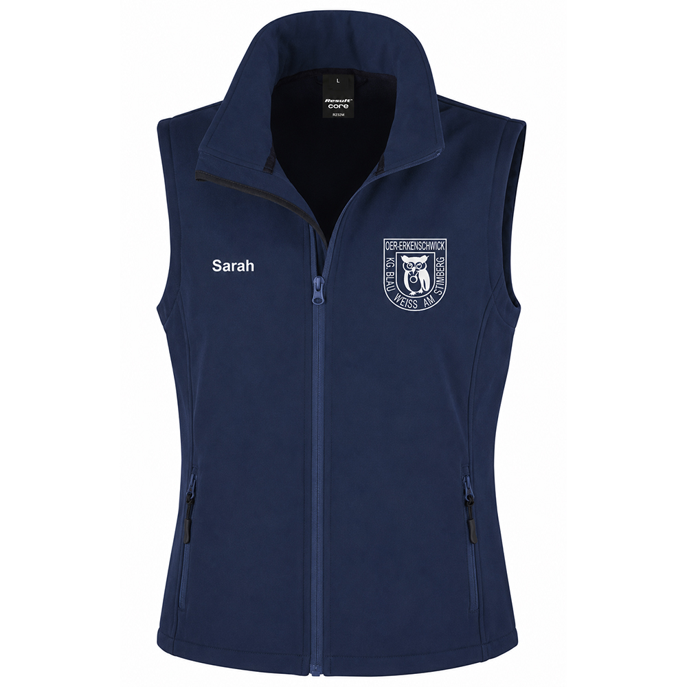 Damen Bodywarmer mit Fleeceinnerem navy mit Namens- und Logodruck