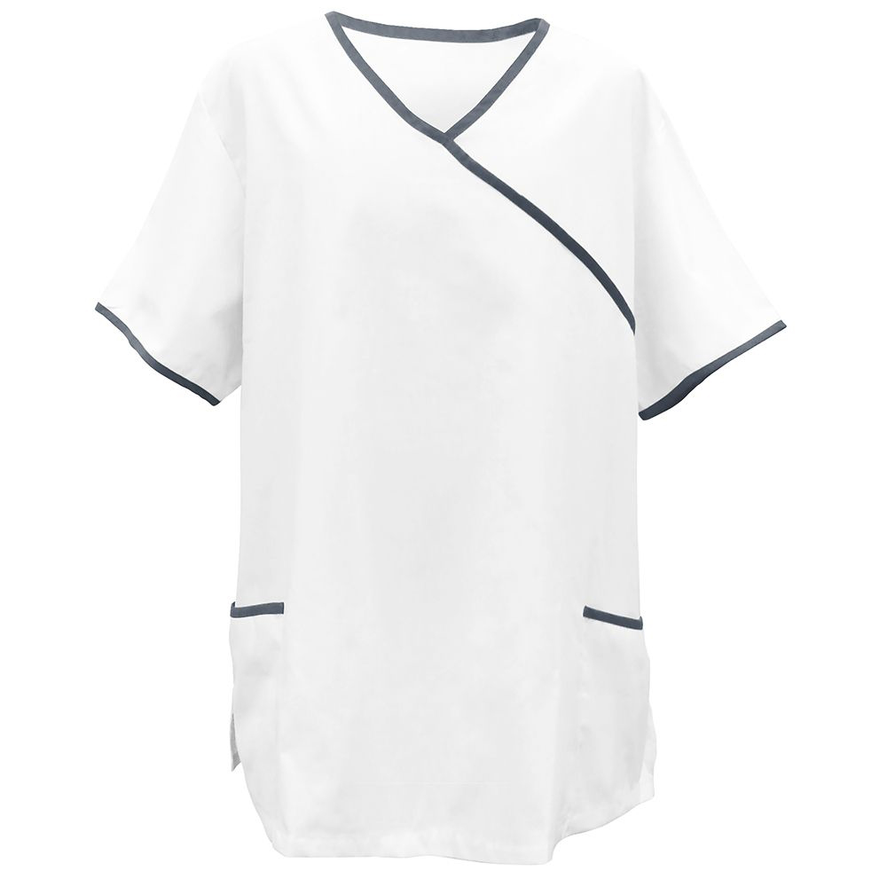 Schlupfkasack weiß, mit Paspel graphit, Größe 4XL