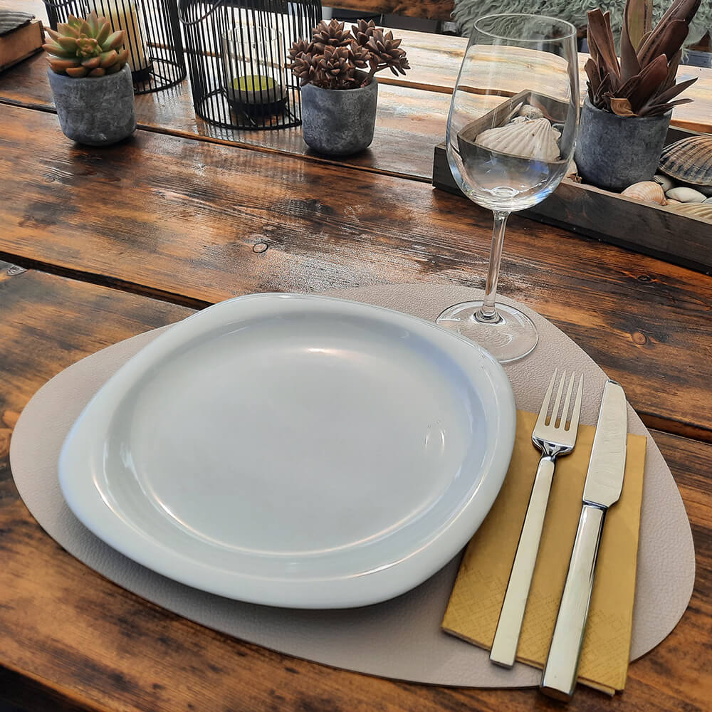 Platzset oval 40 x 33 cm sand 6 Stück | sand | 100% Kunst-Leder