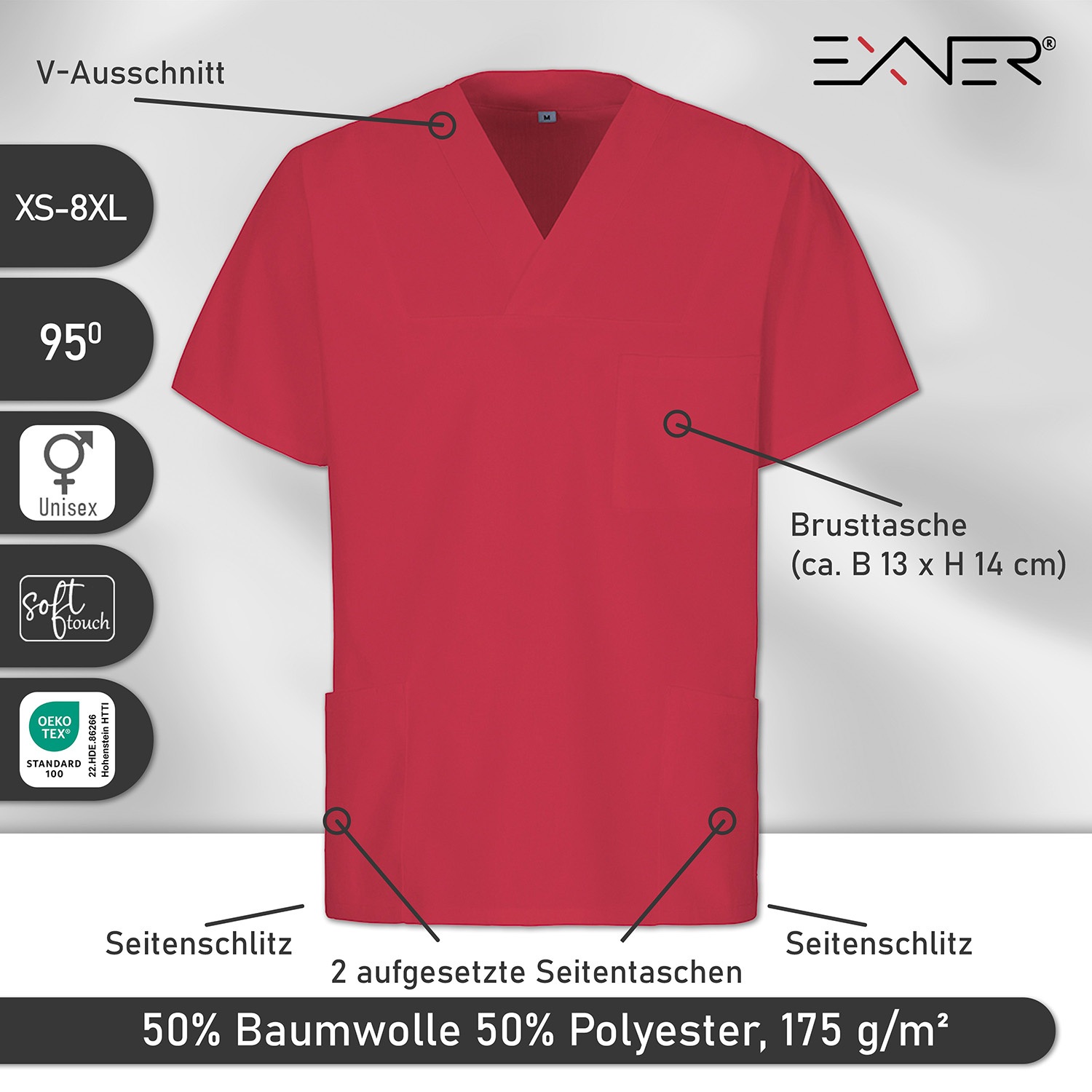 Schlupfkasack, unisex, weinrot, XS