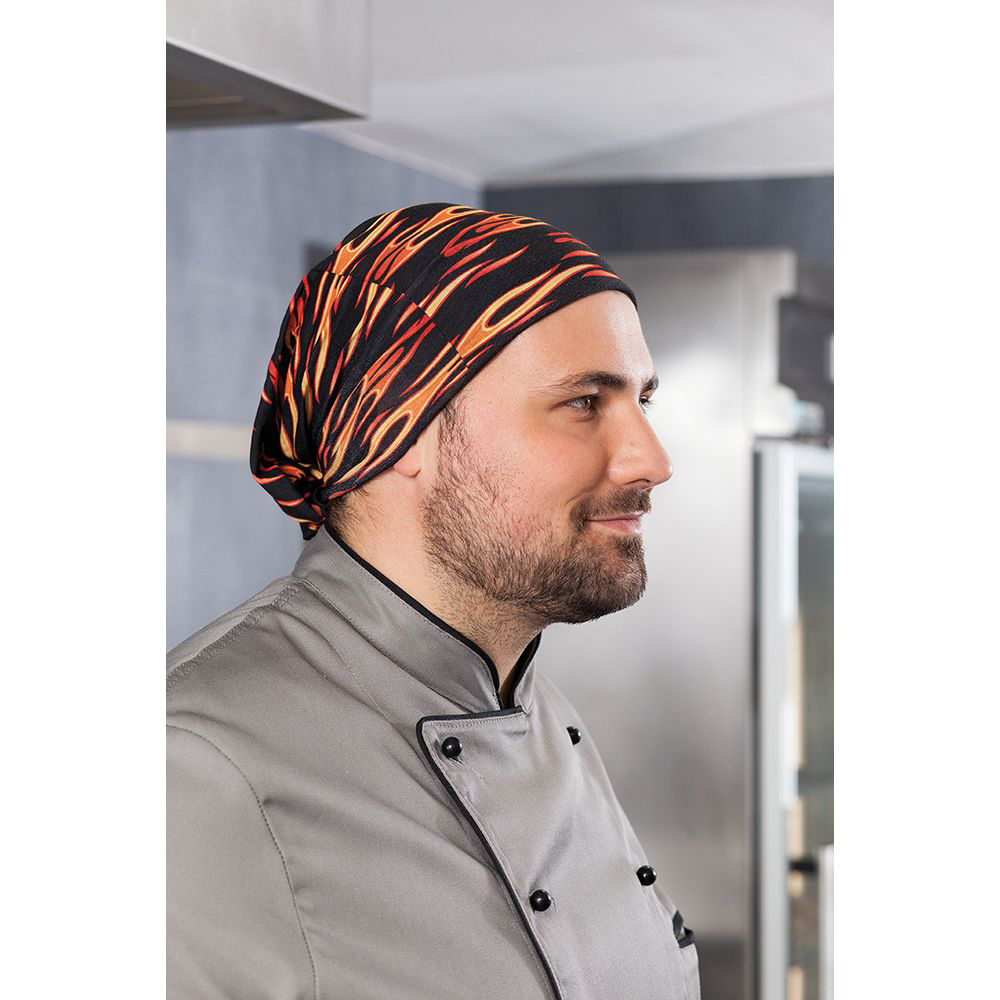 Der Bandana kann sowohl als Kopfbedeckung als auch Schal getragen werden.Hinten zum Binden.
