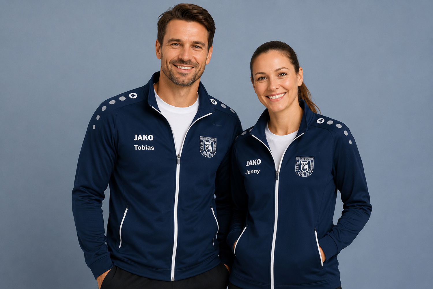 Jako One Trainingsjacke unisex in navy mit namen- und Logodruck