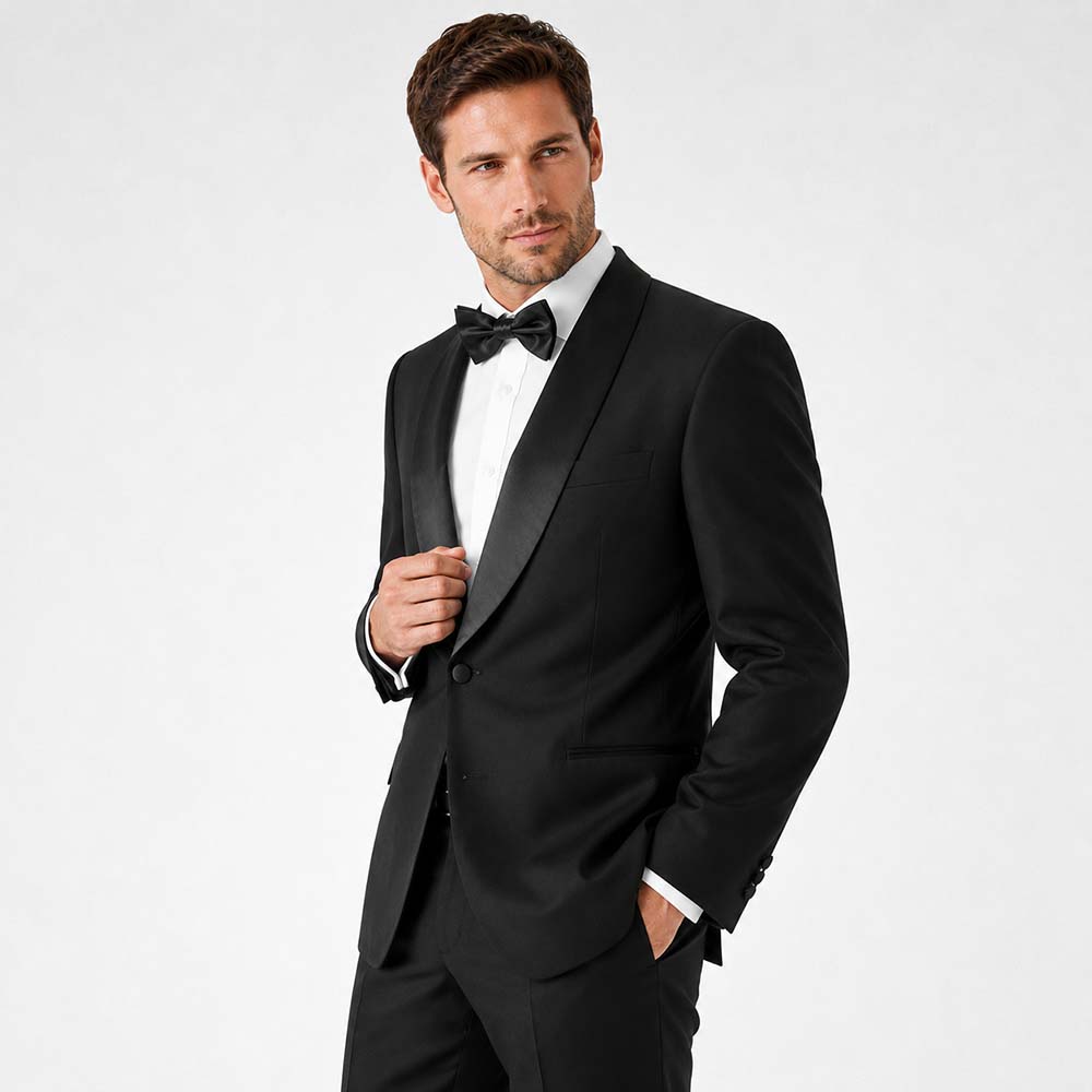 Herren Smokingjacke schwarz, Ein-Knopf-Verschluss