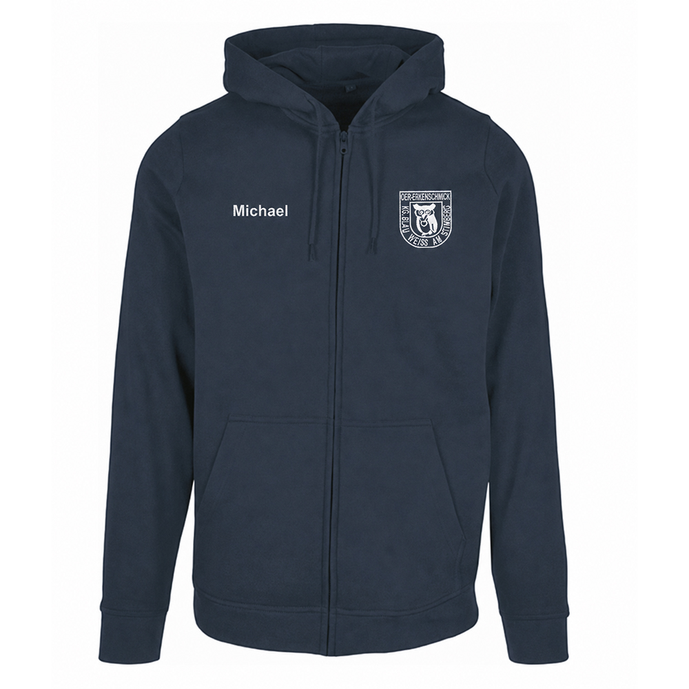Unisex Sweatjacke navy mit Name und Logo