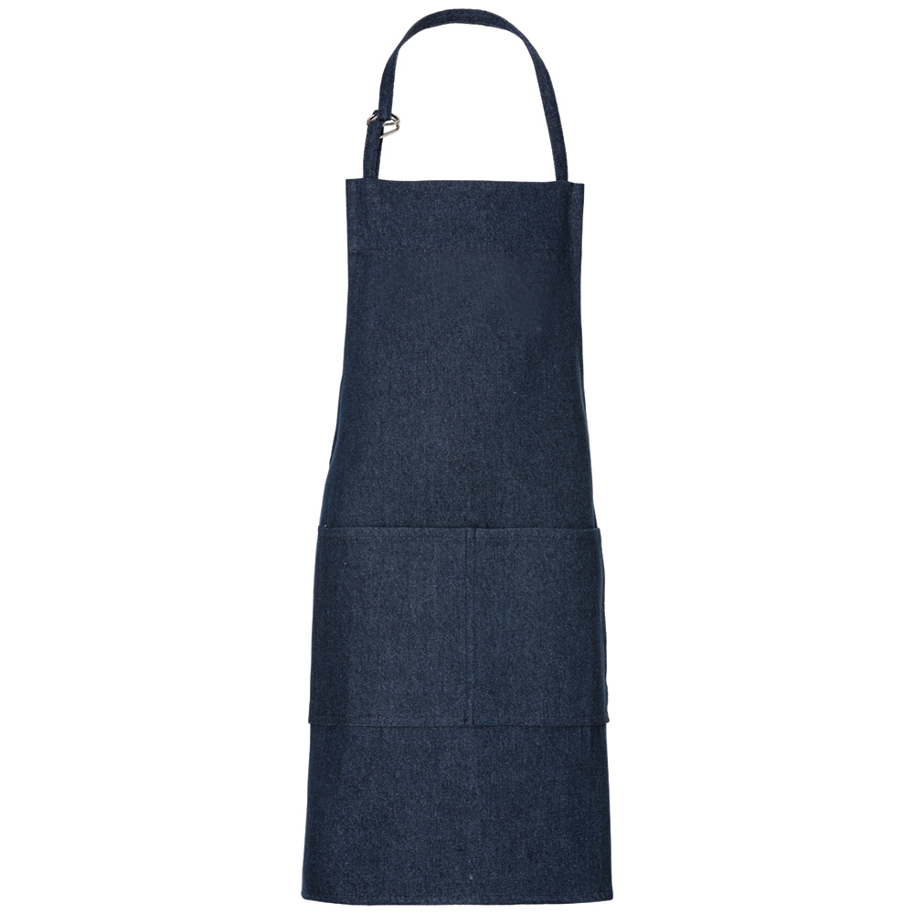 B 45 x 60 cm.Denim navy.Nackenband verstellbar mit D-RingAufgesetzte Tasche mit 2 Fächern