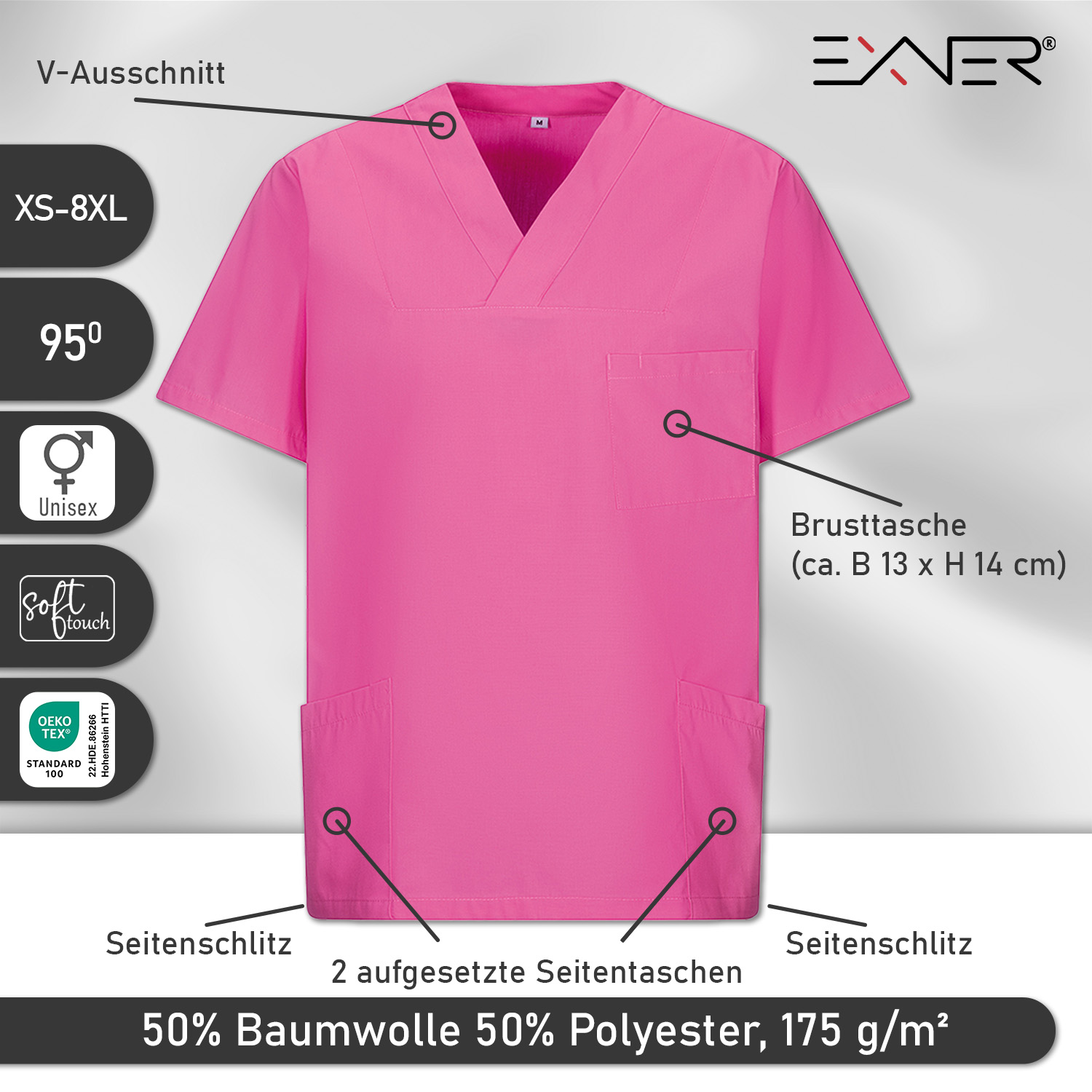 Schlupfkasack, unisex, hotpink, 2XL