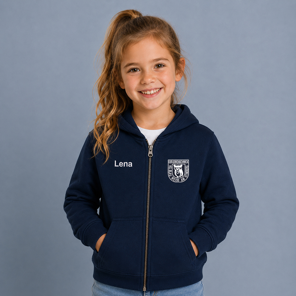 Kinder Sweatjacke navy inkl. Namen- und Logodruck