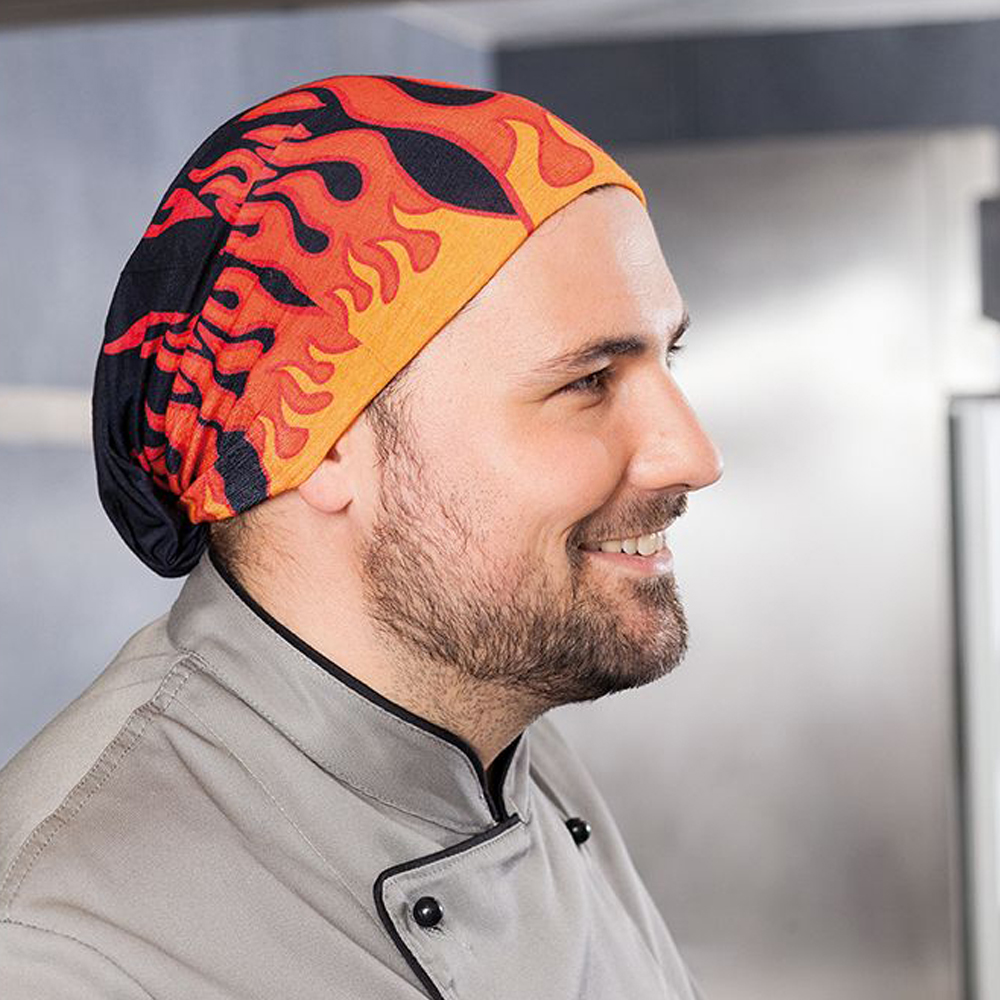 Der Bandana kann sowohl als Kopfbedeckung als auch Schal getragen werden.Hinten zum Binden.