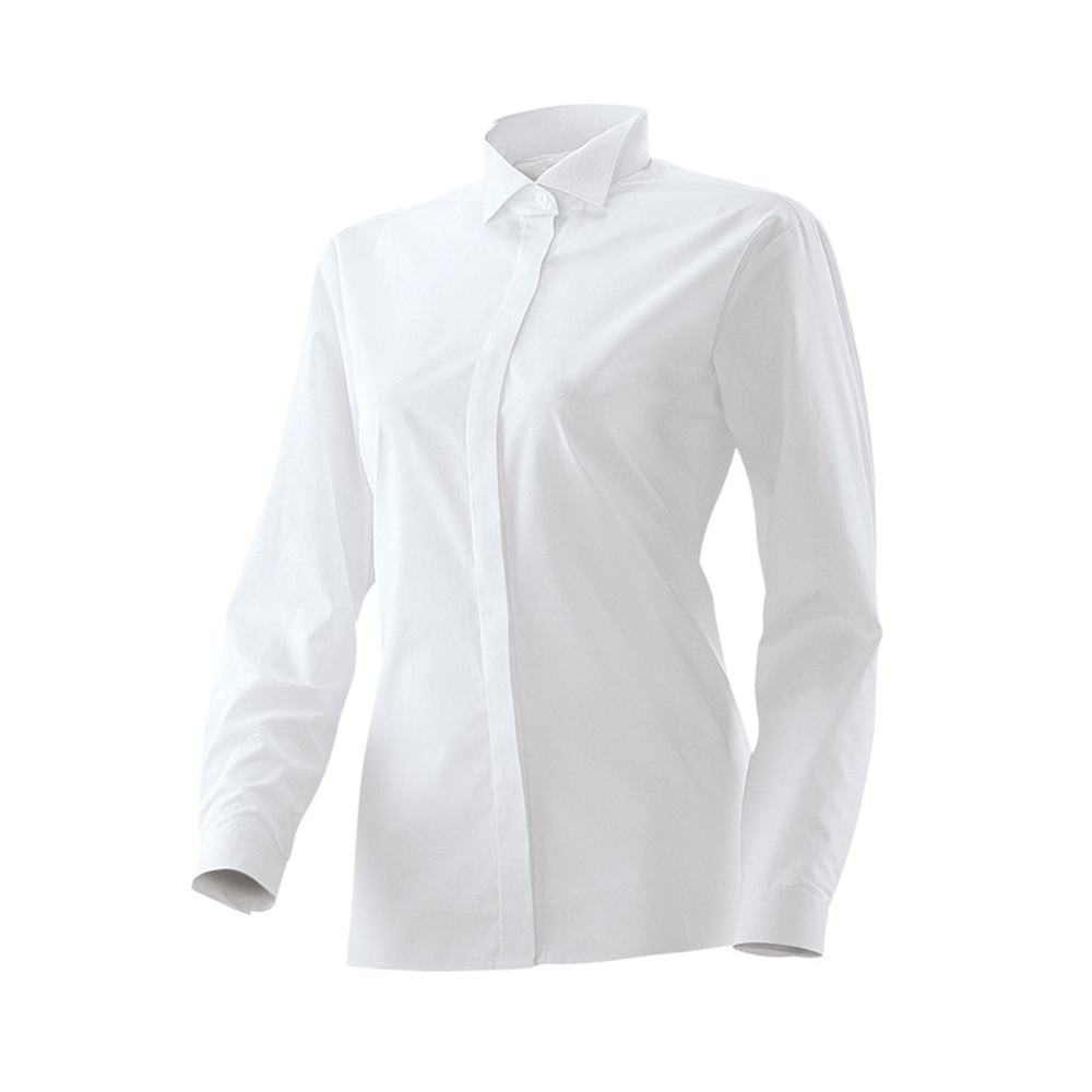 Damen langarm Smokingbluse in weiß