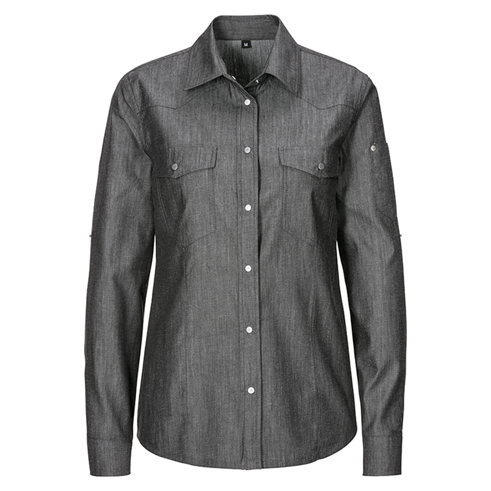 Damen Jeansbluse schwarz denim mit langem Arm