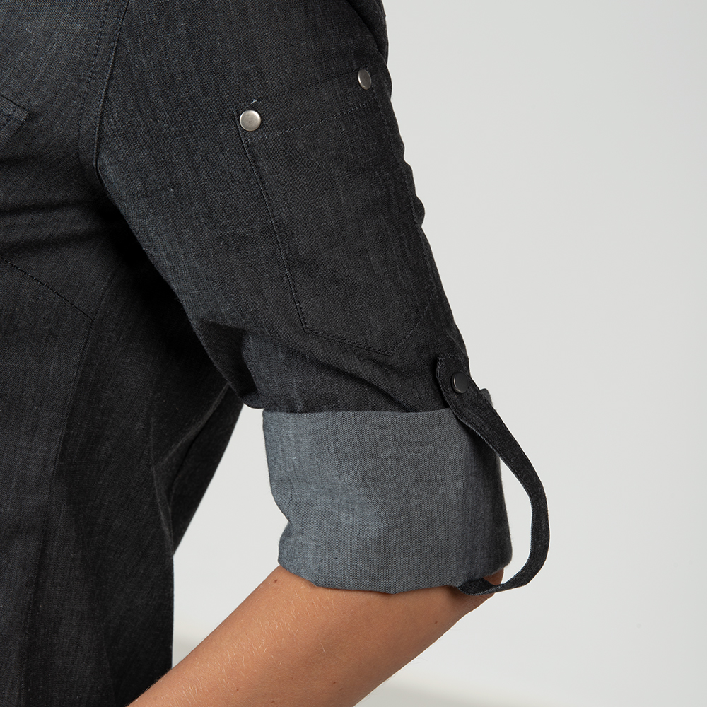 Damen Jeansbluse schwarz denim mit langem Arm